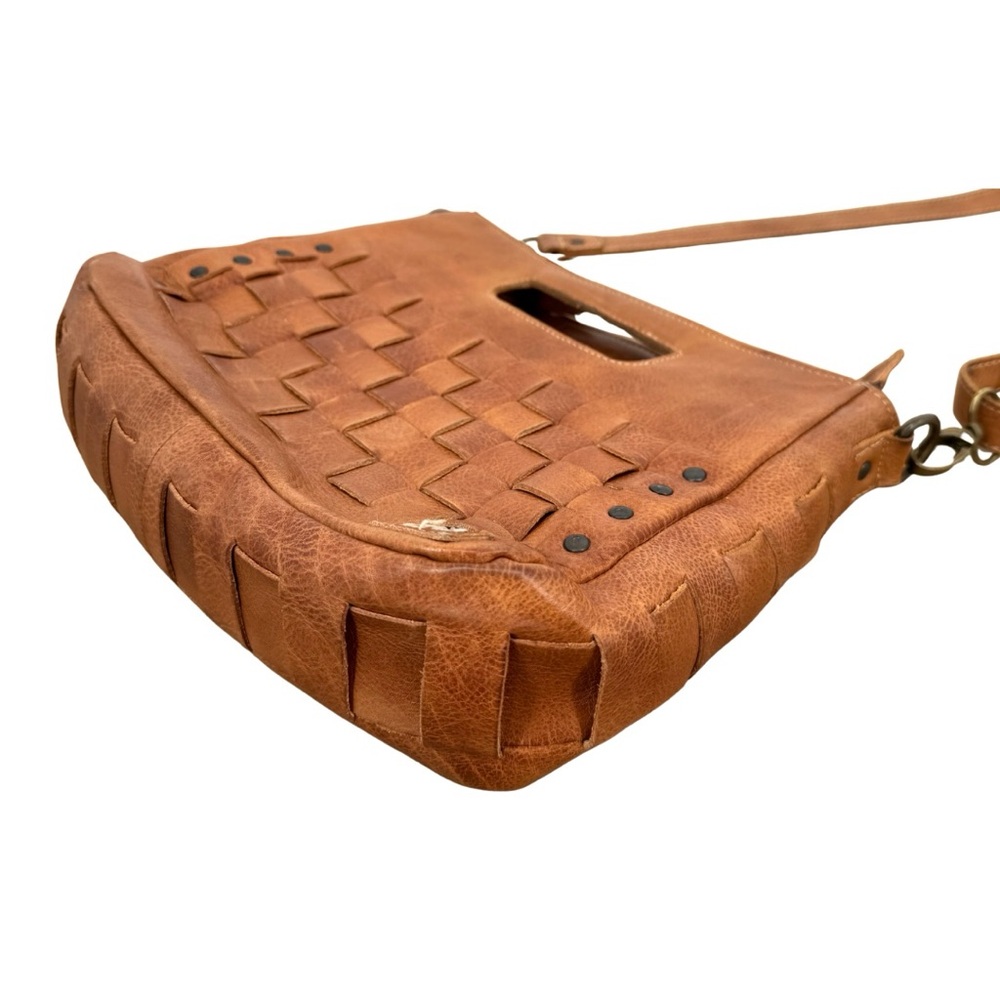 Bed Stu Orchid Woven Leather Versatile Crossbody Bag Tan Brown Leather - Picture 8 of 16